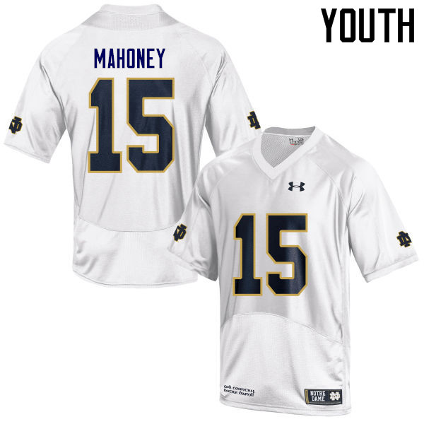 Youth #15 John Mahoney Notre Dame Fighting Irish College Football Jerseys Sale-White